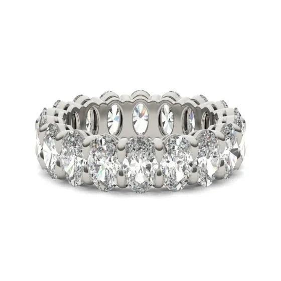 4 CTW Oval Lab Grown Diamond Couture Classic Eternity Ring 14K White Gold (G-VS)