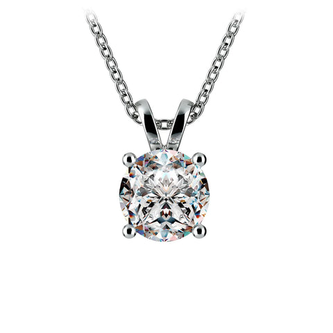 1.00 Ctw Prong Set Round Lab Grown Diamond Pendant In White /Yellow Gold G-VS