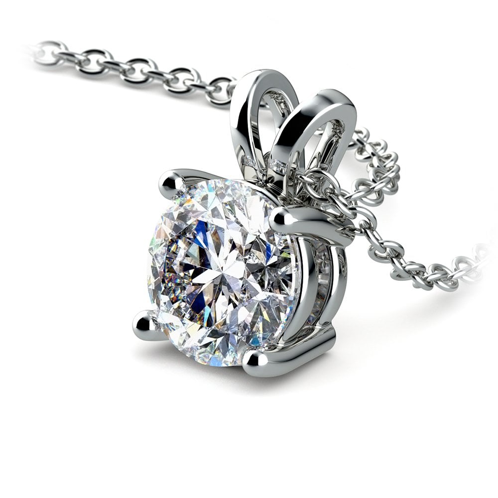 VOSSAGIN 0.5/ 0.75 Ctw Prong Set Round Diamond Pendant In White /Yellow Gold G-VS